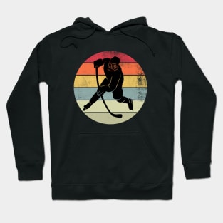 Retro Sunset Hockey Player Gift Hoodie